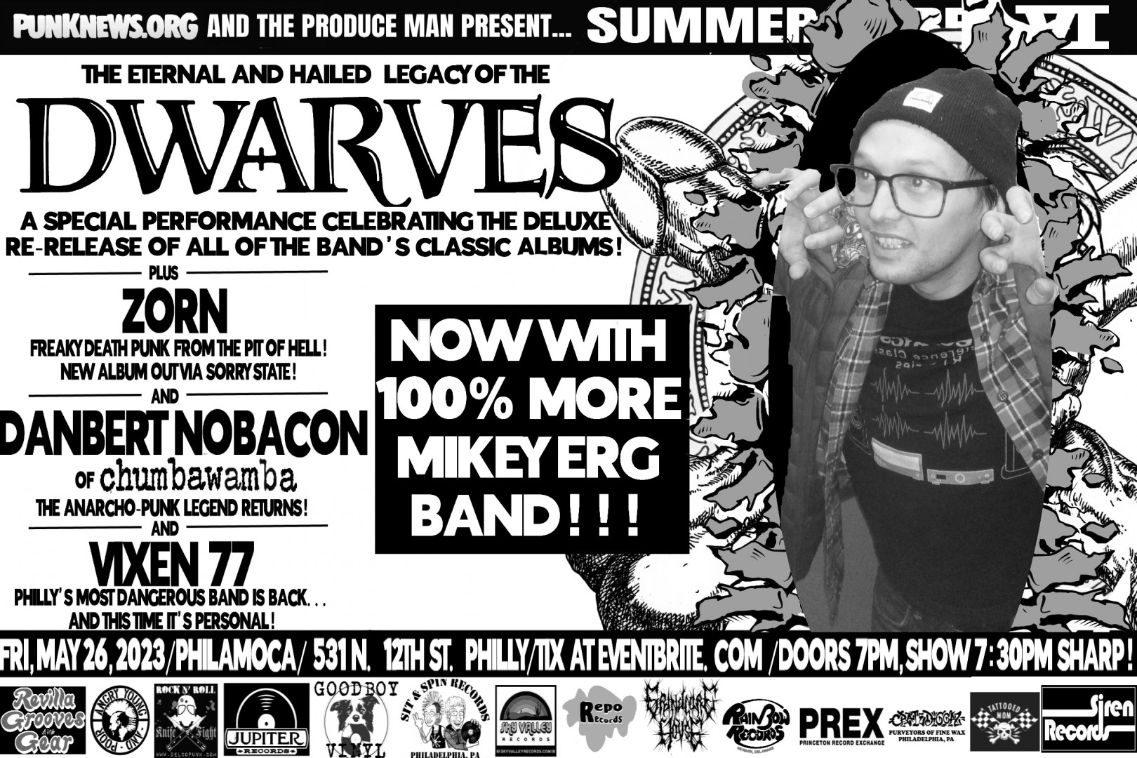 Surprise!!! The Mikey Erg Band is playing Summer Soiree 6 with the Dwarves in Philly!!!