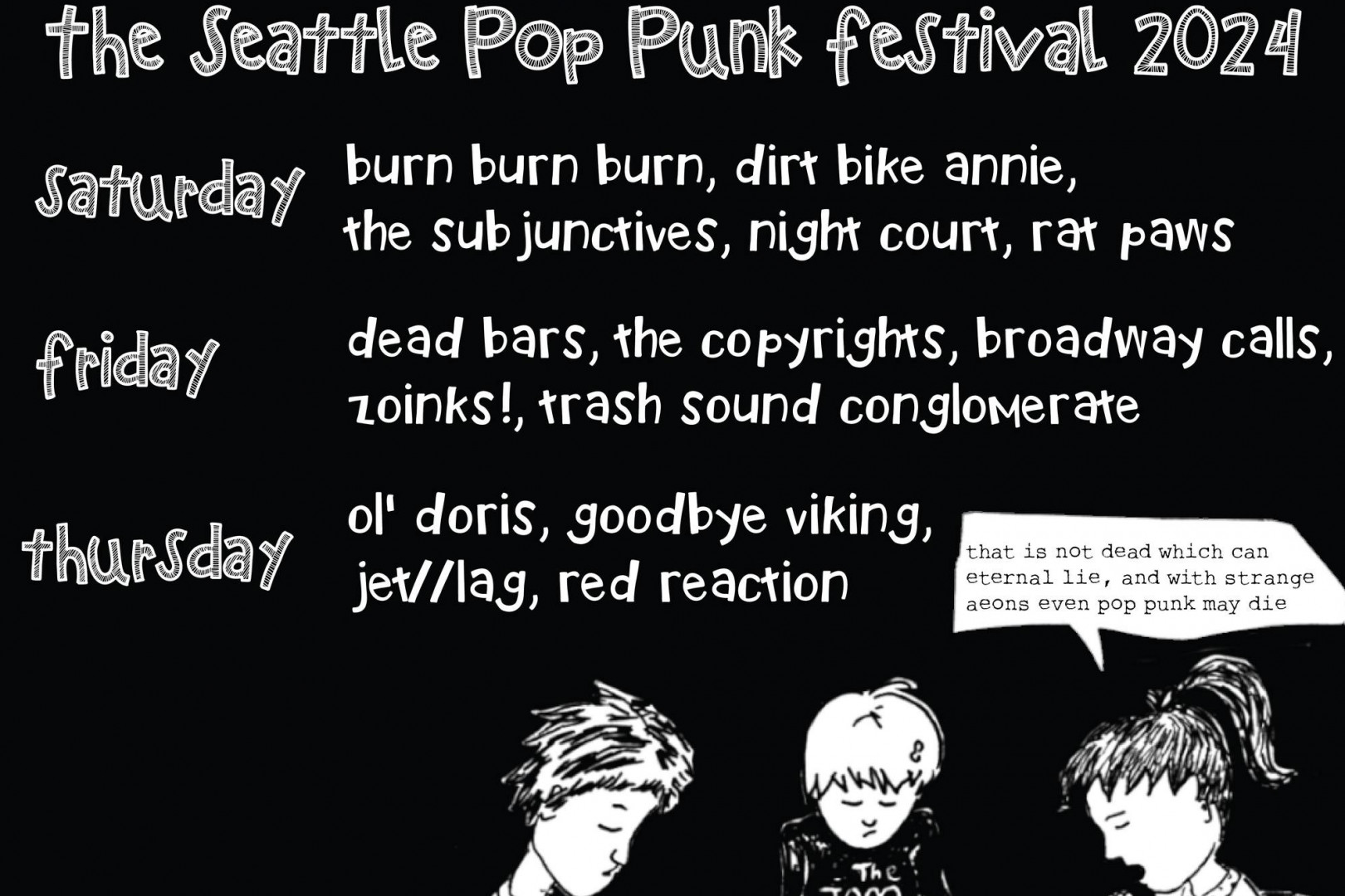 Dirt Bike Annie, Copyrights, Broadway Calls, Dead Bars to play Seattle Pop Punk Festival 2024