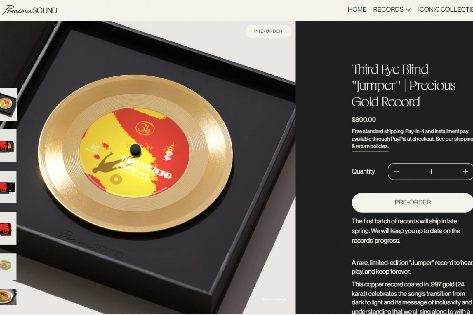 Third Eye Blind wants you to buy an $800 gold press of "Jumper"