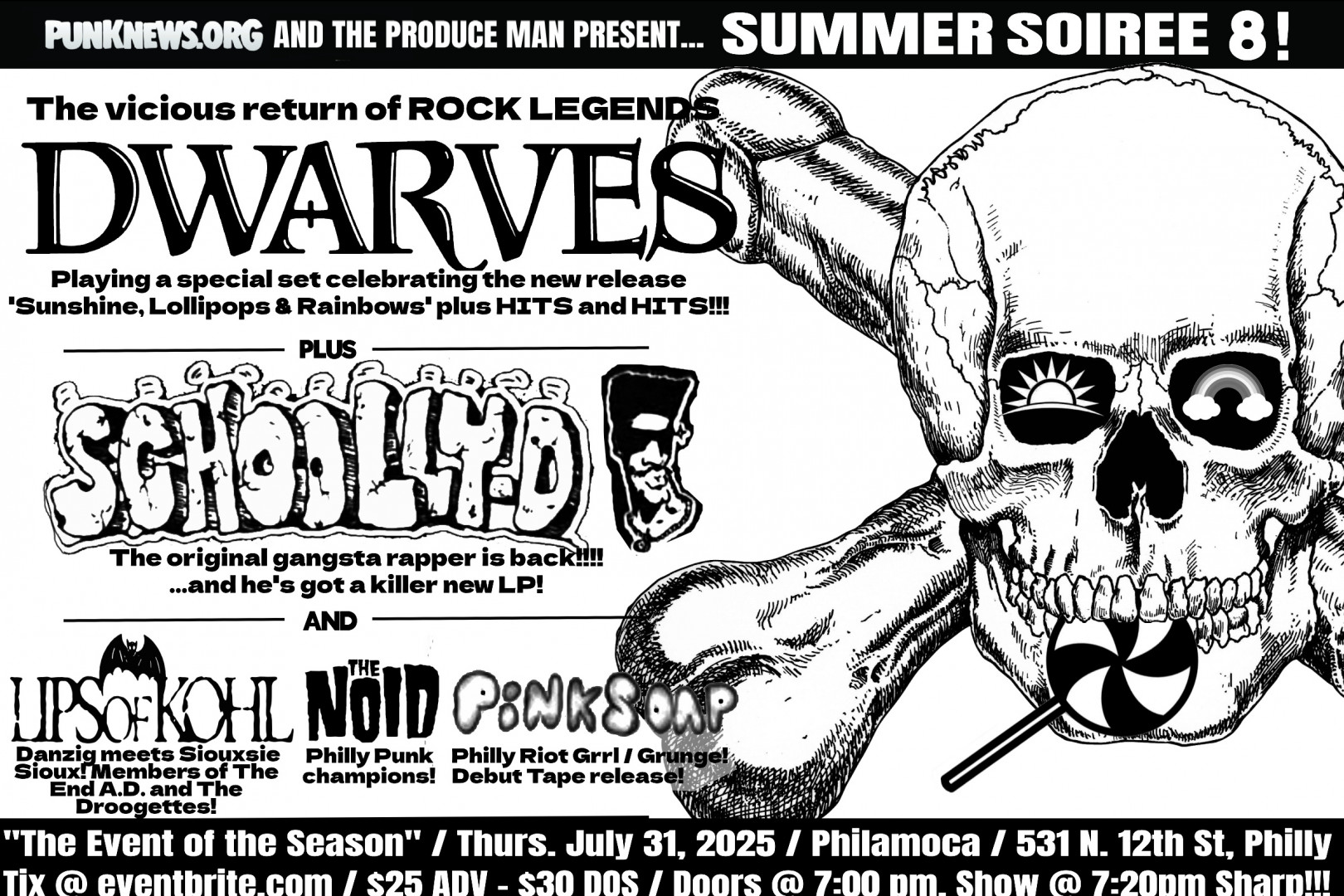 Dwarves and Schoolly-D to co-headline Summer Soiree 8 in Philly on July 31!!!!!!
