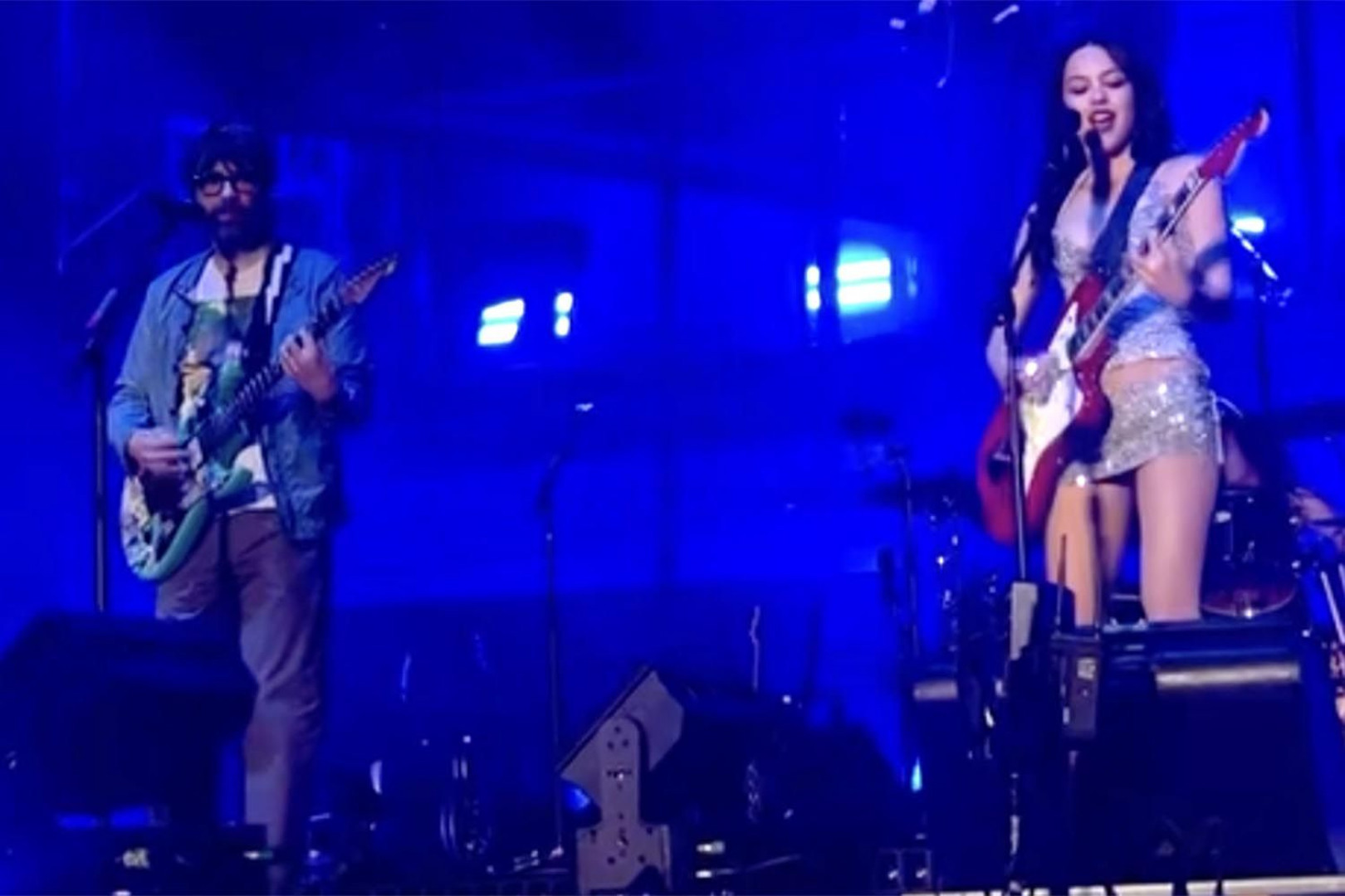 Olivia Rodrigo performs with Weezer at Lollapalooza