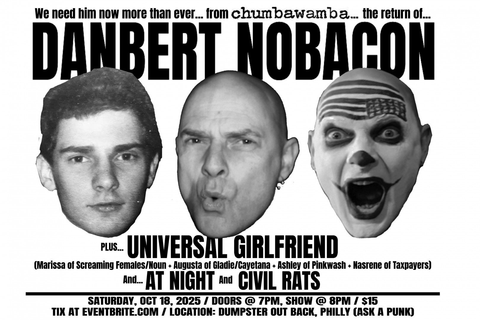 Chumbawamba's Danbert & Universal Girlfriend(Marissa Paternoster+Augusta of Gladie)play Philly Oct18